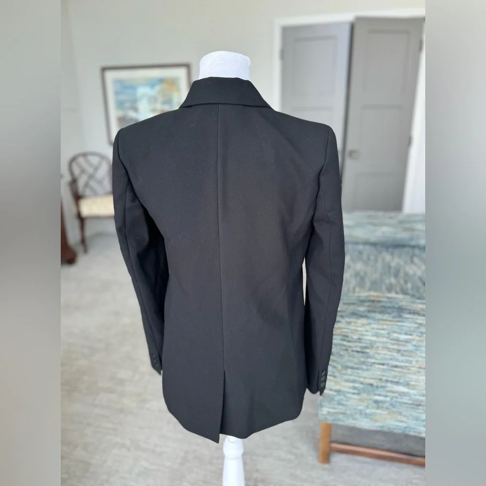 J. Crew Black Button Tailored Blazer 2 Small Sport Coat Wool Blend Jacket pocket